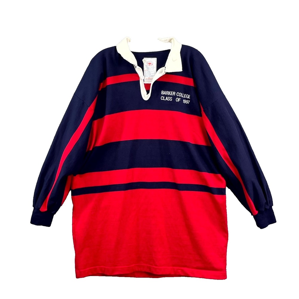 Vintage Rugby Shirt Men's 2XL Barker College 1997 Striped Golf 90s Prepy Sport